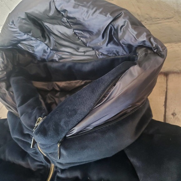 Adhoc Traveller Puffer Hooded Full Zip Jacket Large Navy Blue Pockets Soft - Picture 8 of 16